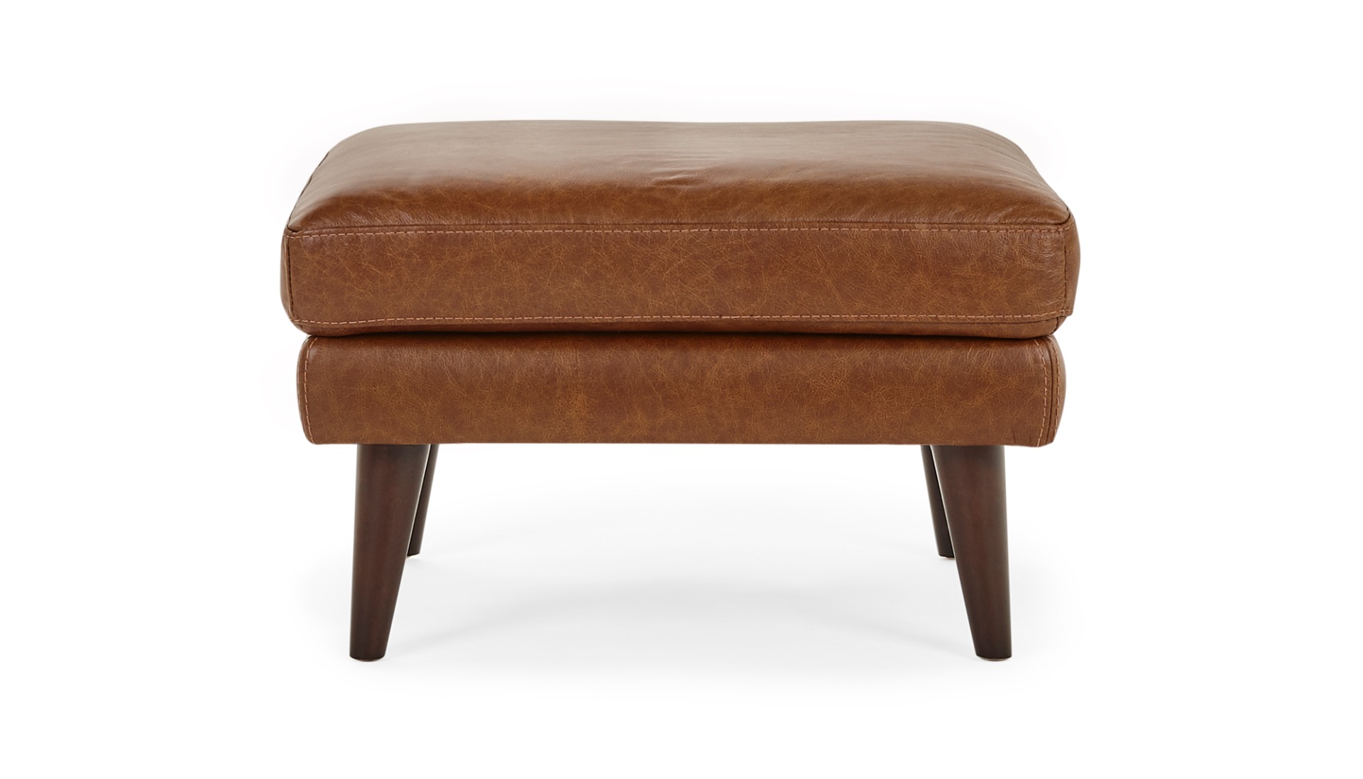 Hugo Leather Modern Ottoman, Tan, by Lounge Lovers by Lounge Lovers
