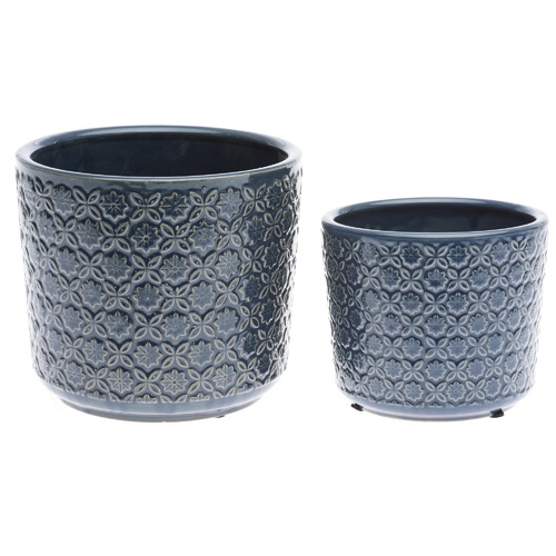 2 Piece Gisela Ceramic Pot Set Colour Navy Blue by Temple & ster