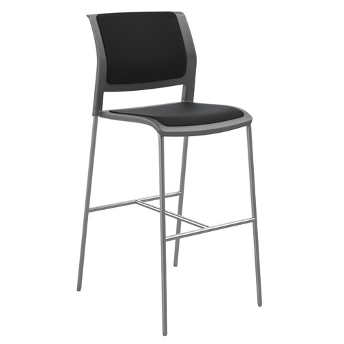 75cm Easton Game Barstool Seat & Back Colour Charcoal & Black by