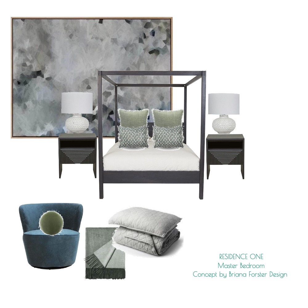 Oakmont Airbnb Master Bedroom Interior Design Mood Board by Briana