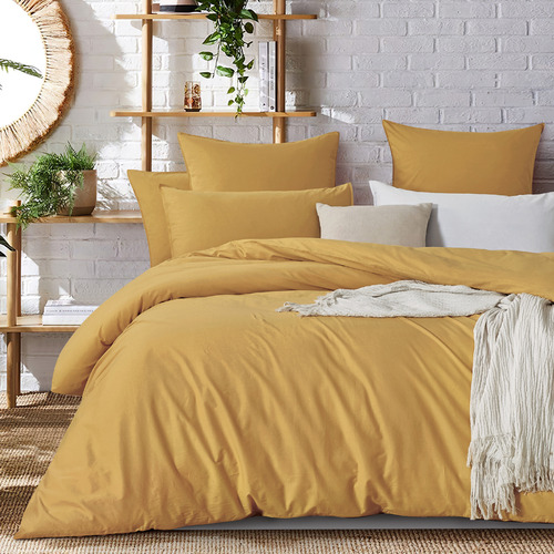 Yellow Vintage Washed Cotton Quilt Cover Set Size Double by Temple & ster Style Sourcebook