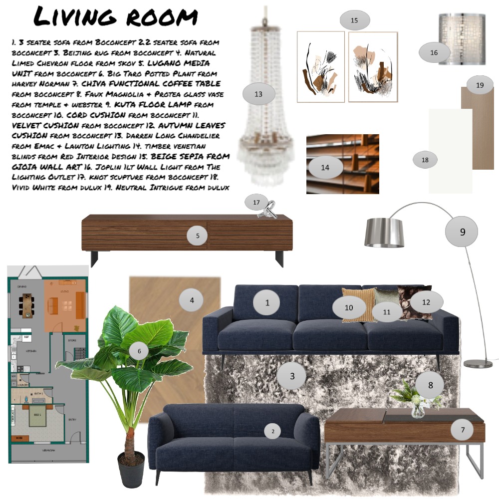 Living room sample board Interior Design Mood Board by Harry Tran