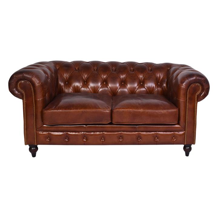 Lord Stanhope 2 Seater Cowhide Leather Sofa in Brown by Alliance