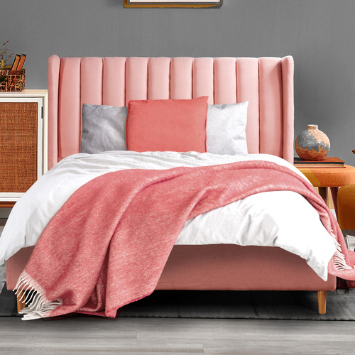 Pink Aurora Velvet Bed Frame by Temple & Webster Style Sourcebook
