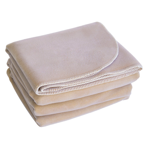 Premium Nylon Velour Blanket Colour Sand, Size King Single by Temple