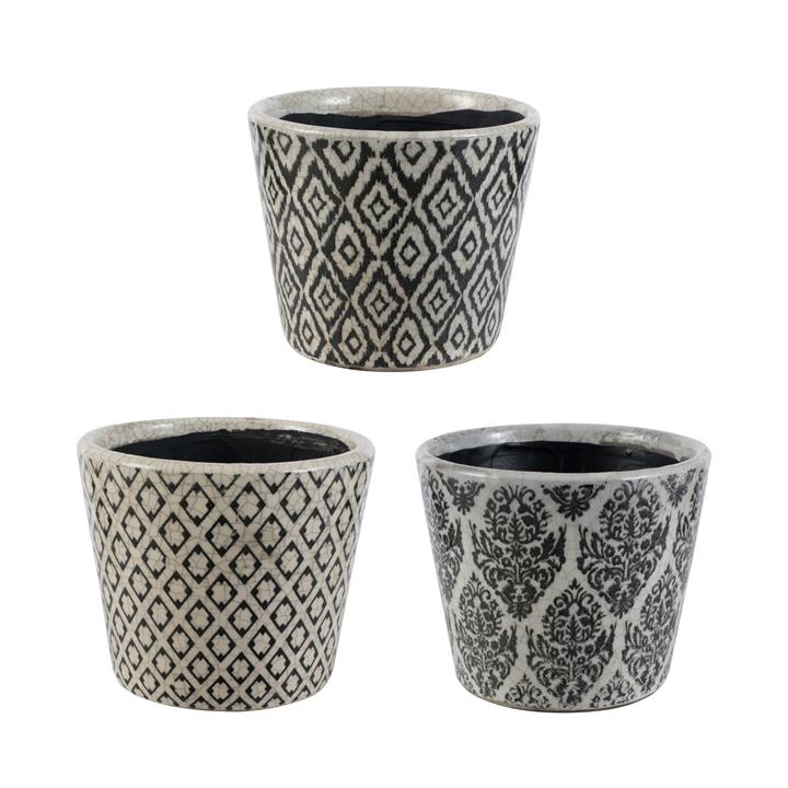 Damask 3 Piece Ceramic Herb Pot Set by Affinity Furniture Style