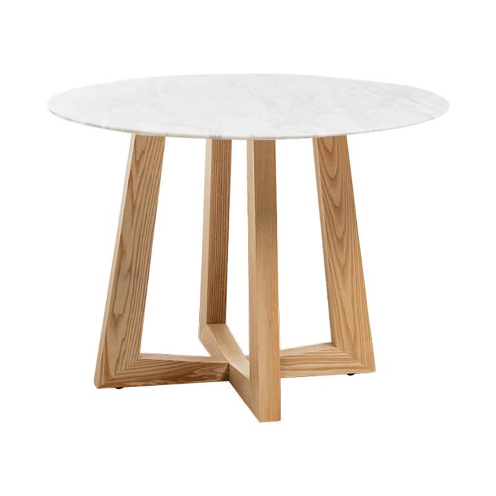 Sloan Commercial Grade Marble Top Round Dining Table, 100cm, White