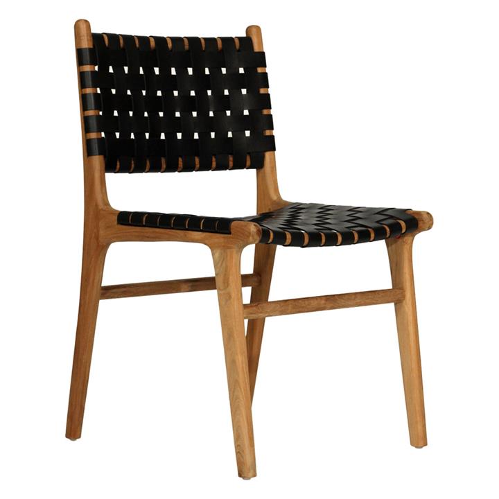 Pasadena Woven Leather Dining Chair in White by Abide Interiors by