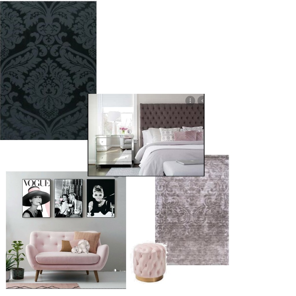 Modern Hollywood Regency Bedroom Interior Design Mood Board by