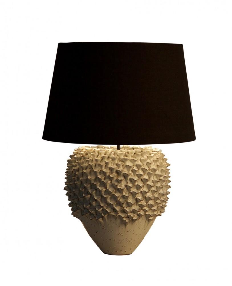 Warwick Coral Table Lamp with Shade, Black Shade with Gold Lining by