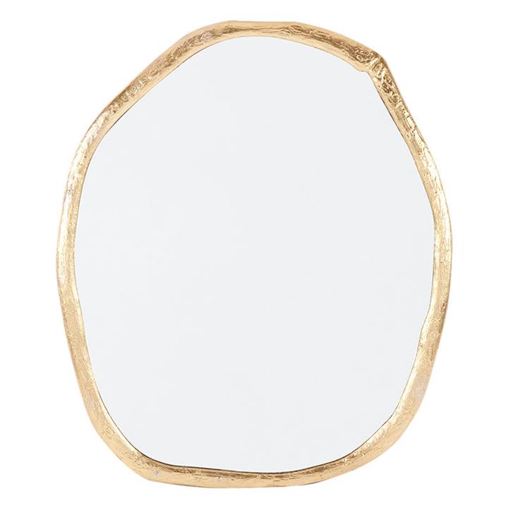 Tasman Organic Form Timber Wall Mirror in Gold by CAFE Lighting