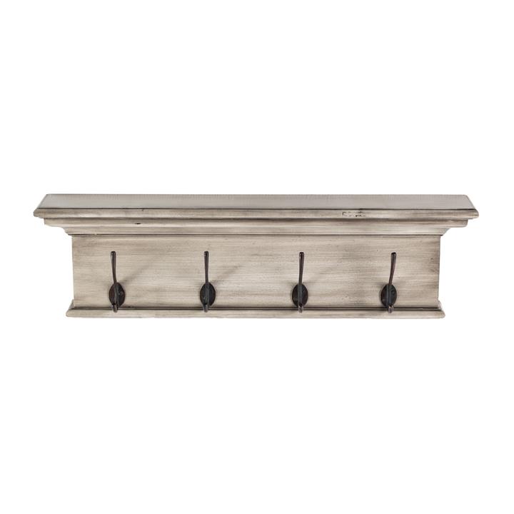 Halifax Mahogany Timber Coat Rack, 70cm, Antique White by Novasolo