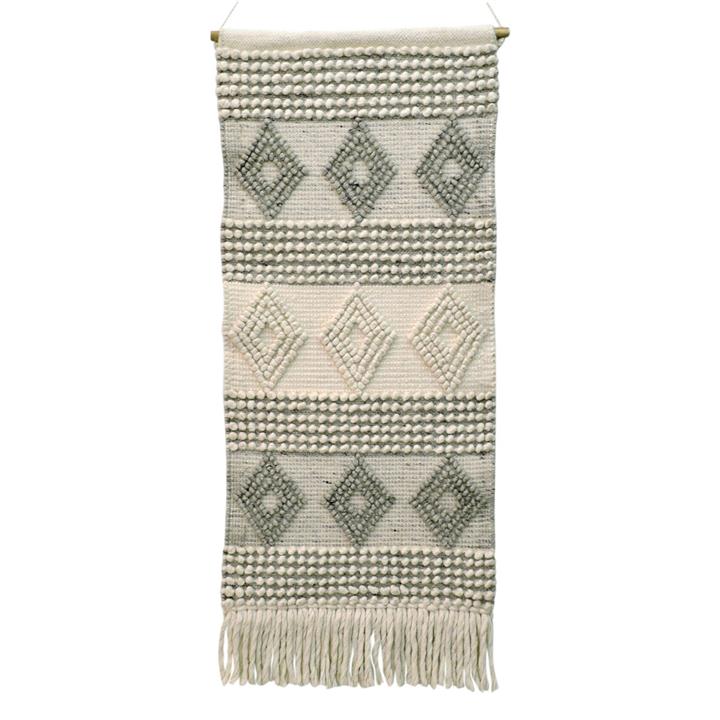 Diamond Pattern Woven Wall Hanging in Grey by Artisan Decor by Artisan