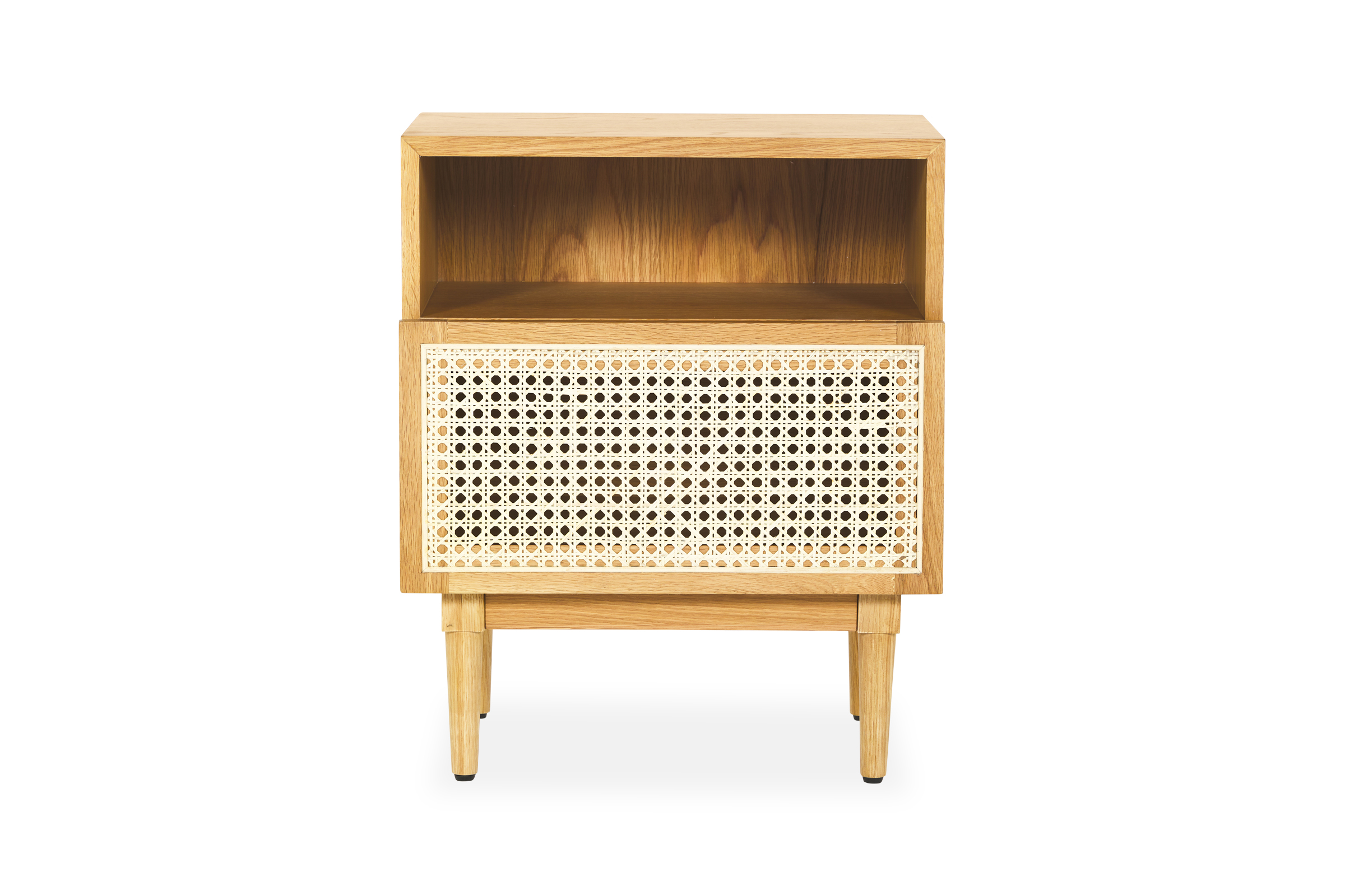 Tara 1 Drawer Scandi Bedside Table, Oak Rattan, by Lounge Lovers by
