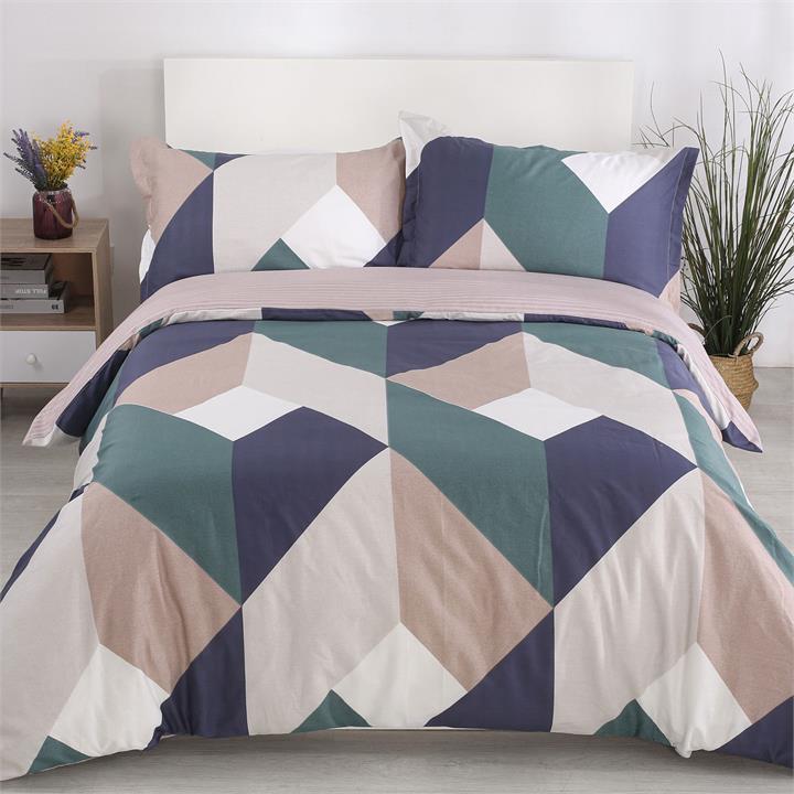 York Green 250TC Cotton Quilt Cover Set Size Queen by Dreamaker by