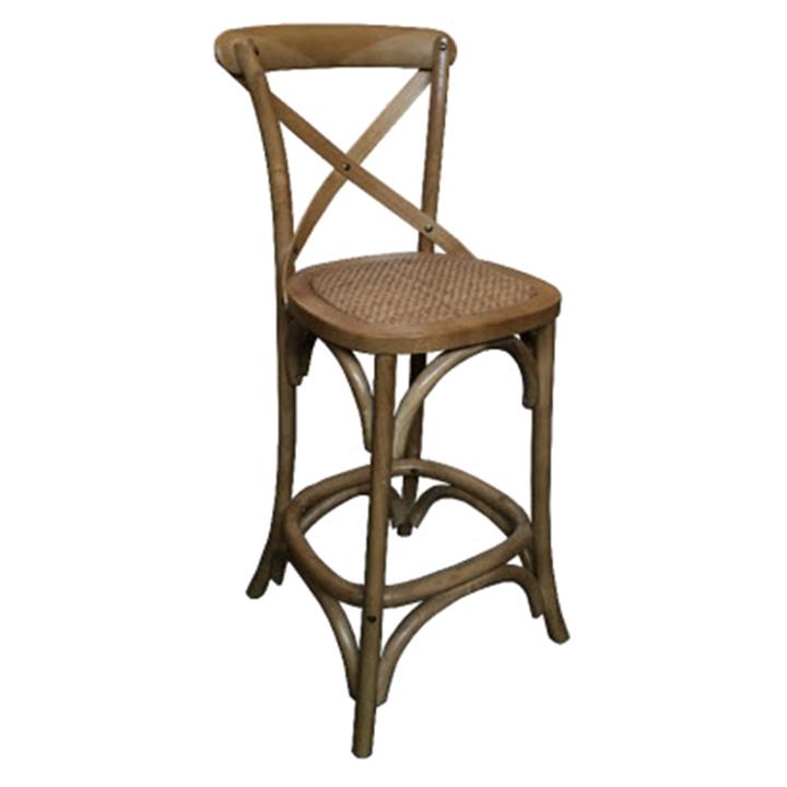 Bassel Timber Cross Back Counter Stool, Natural by Montego Style