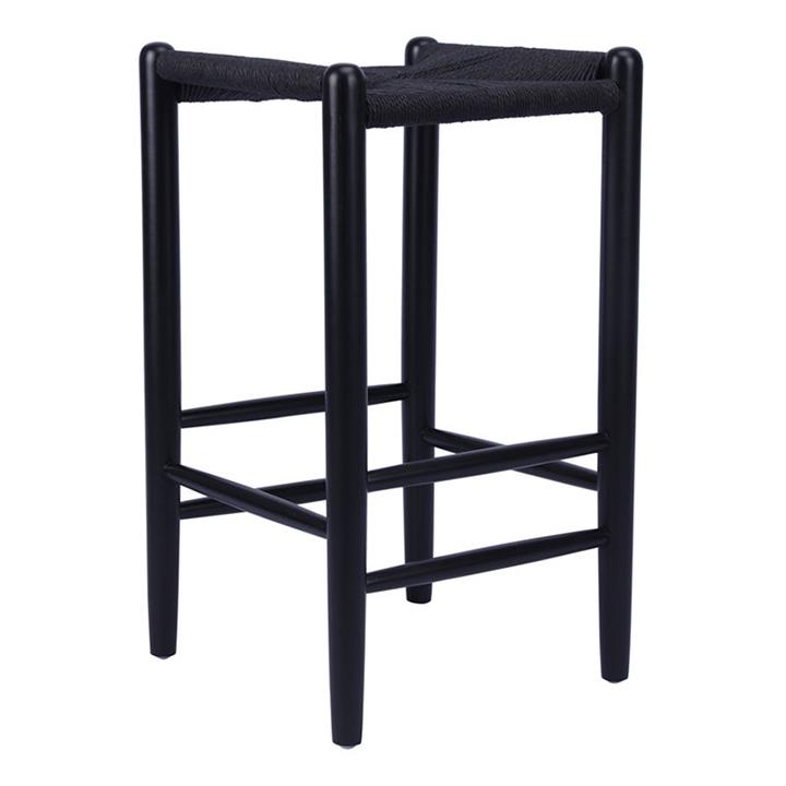 Replica Hans Wegner Wishbone Timber Bar Stool in Black/Natural by