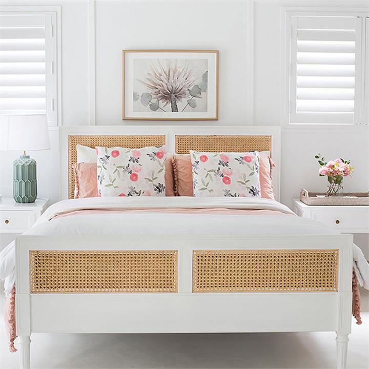 Hamilton Rattan & Wood Bed Size Super King in White by Abide Interiors