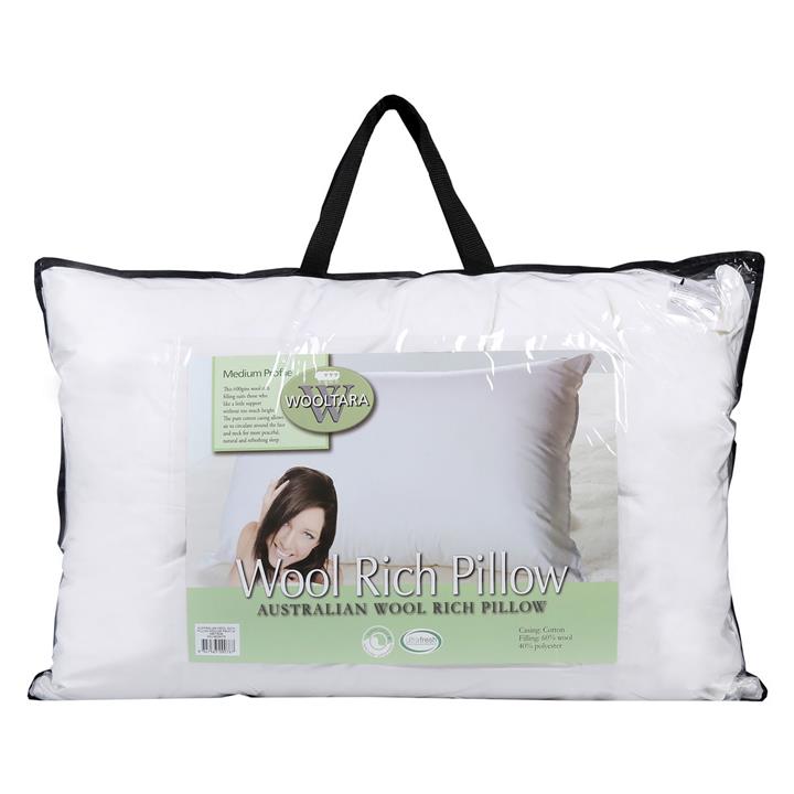 Australian Wool Rich Pillow, Profile Size Medium in White by Wooltara