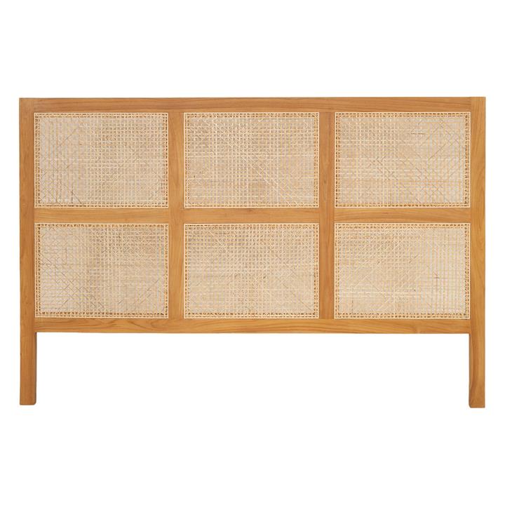 Fernando Teak & Rattan Bed Head Size Queen in 16966 by Abide Interiors