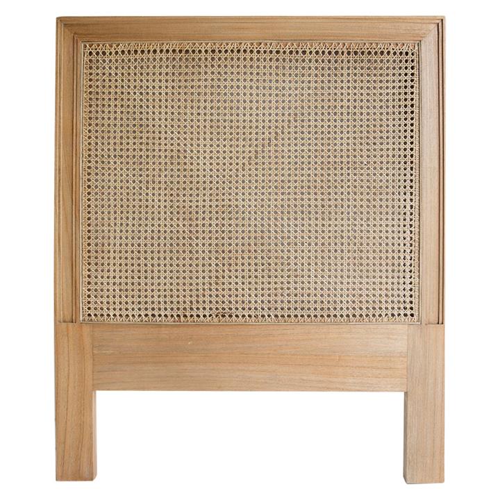 Saman Timber & Rattan Bed Headboard, King Single, Weathered Oak by