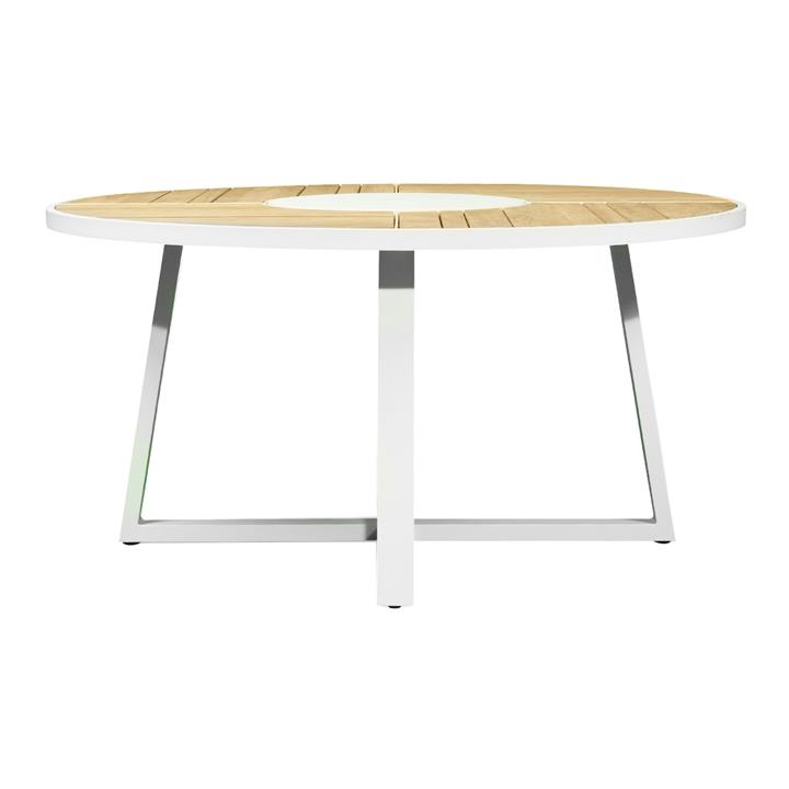Mockinya Teak Timber & Metal Round Outdoor Dining Table, 160cm, Pearl