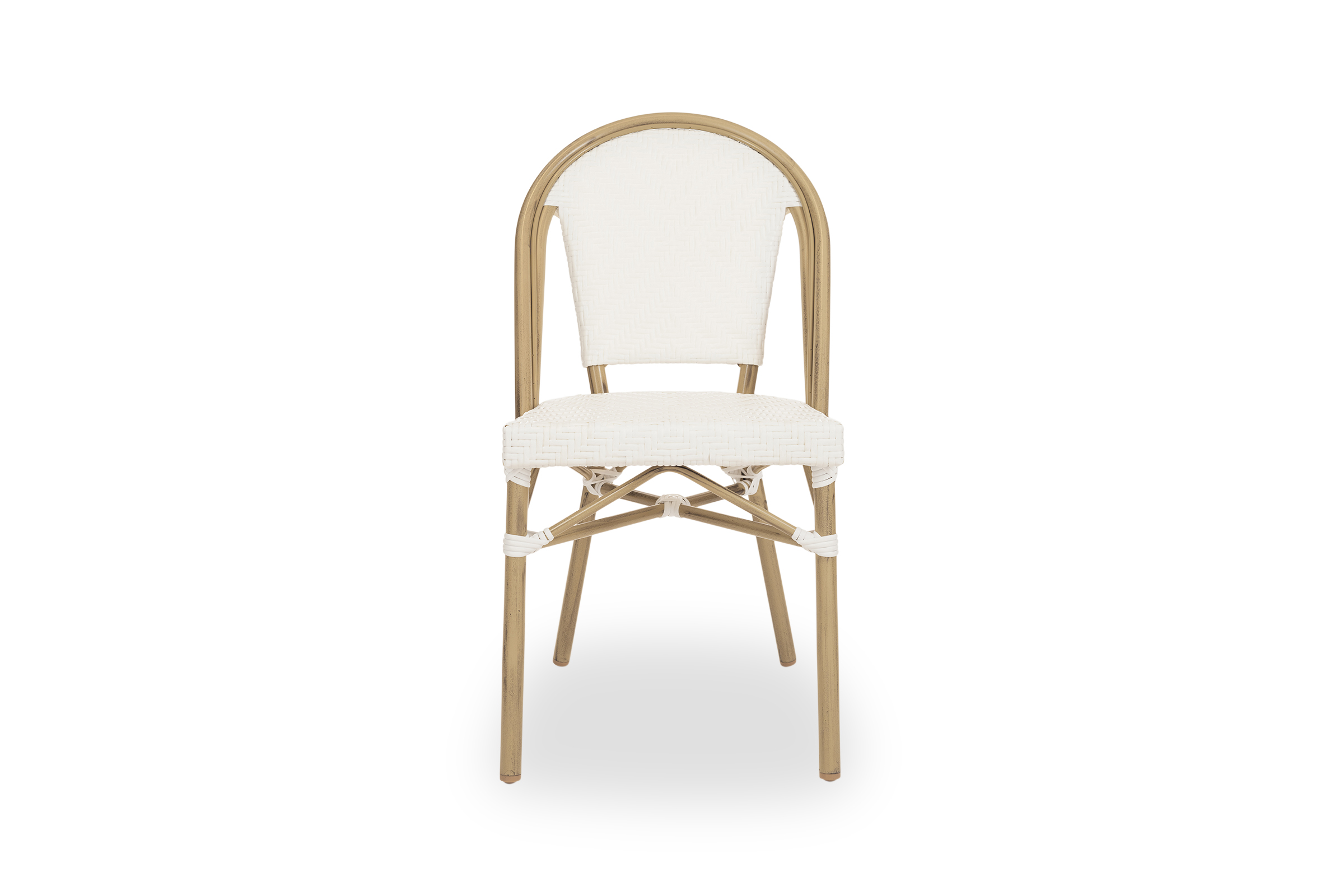 Paris Outdoor Coastal Dining Chair, White Rattan Style, by Lounge
