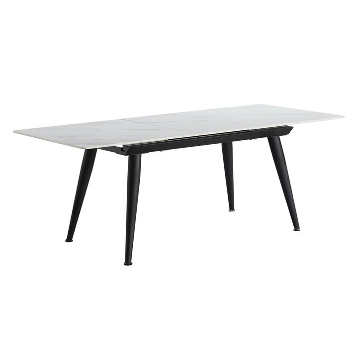 Jamieson Stone Top Extendable Dining Table in White by MozaFurniture by