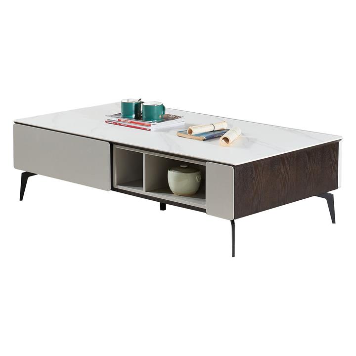 Kembery Stone Coffee Table in White by MozaFurniture by MozaFurniture