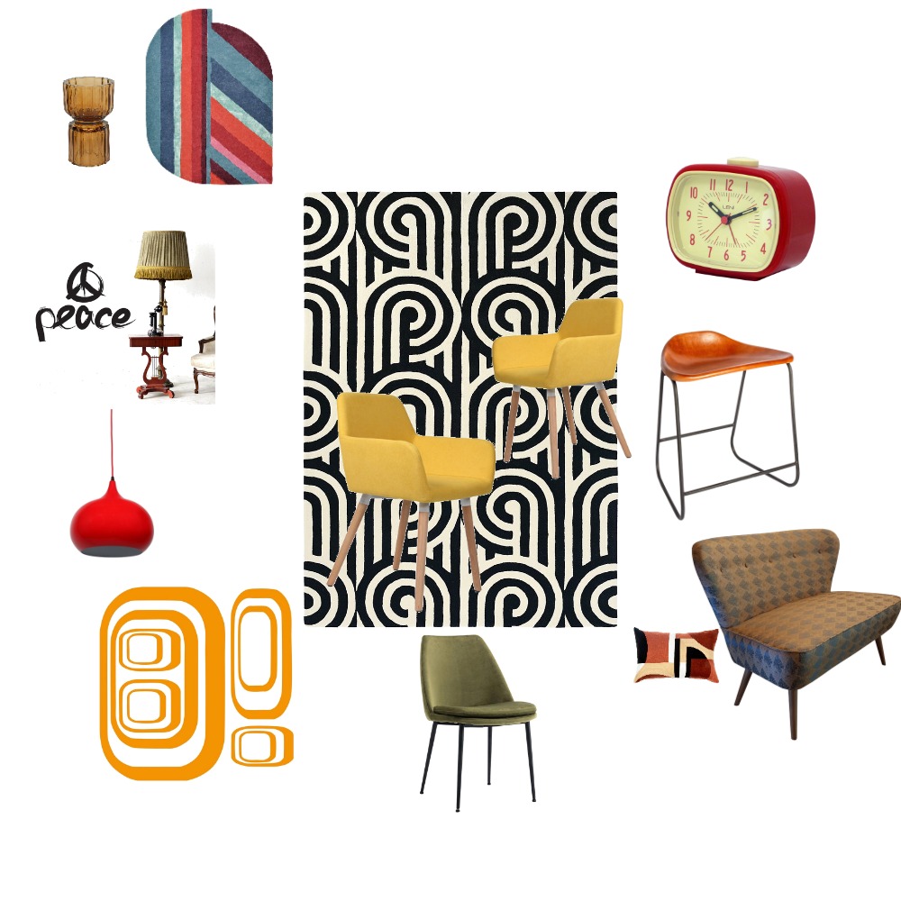 Retro Mood Board Interior Design Mood Board by BonnieD - Style Sourcebook