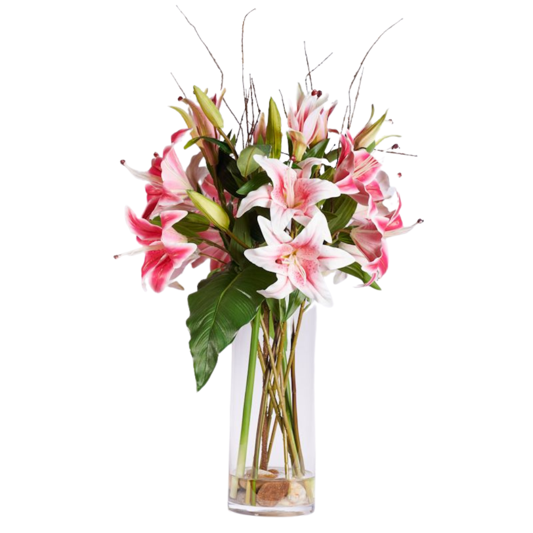 90cm Tall Real Touch Lilies, Calla Leaves, Bamboo Branches Artificial