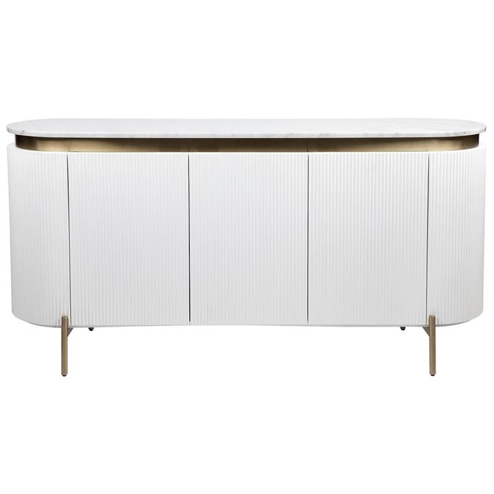 Demarco Marble Top 3 Door Oval Buffet Table, 160cm, White by Cozy