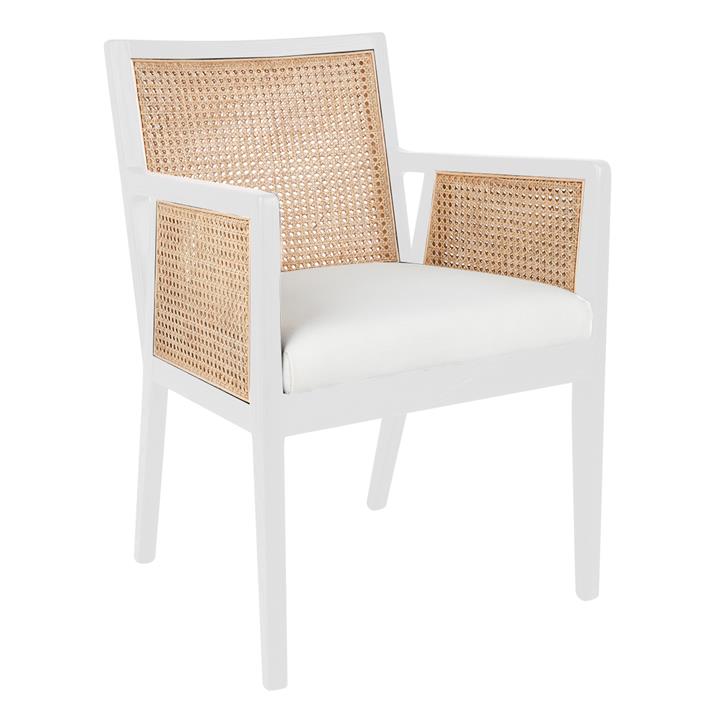 Kane Rattan & Birch Timber Carver Dining Chair, White / Natural by Cozy