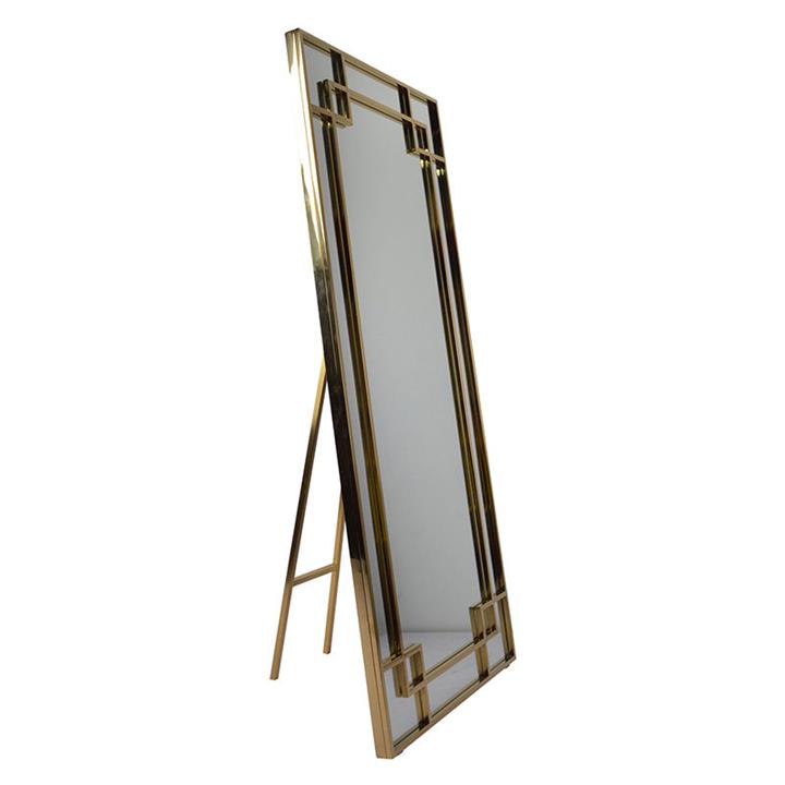 Arezzio Standing Floor Mirror in Gold/Natural by Future Classics