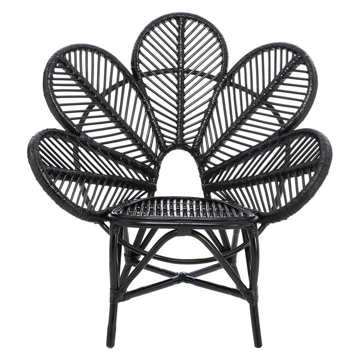 Flower Rattan Occasional Chair in Black by Alexander Santorini by