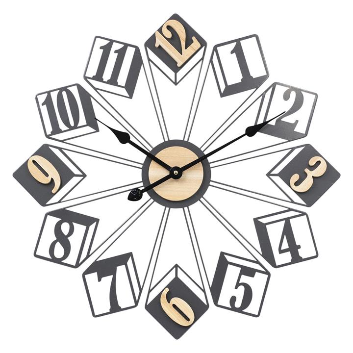 Wood & Metal Silent Wall Clock in Timber/Black by Toki by Toki