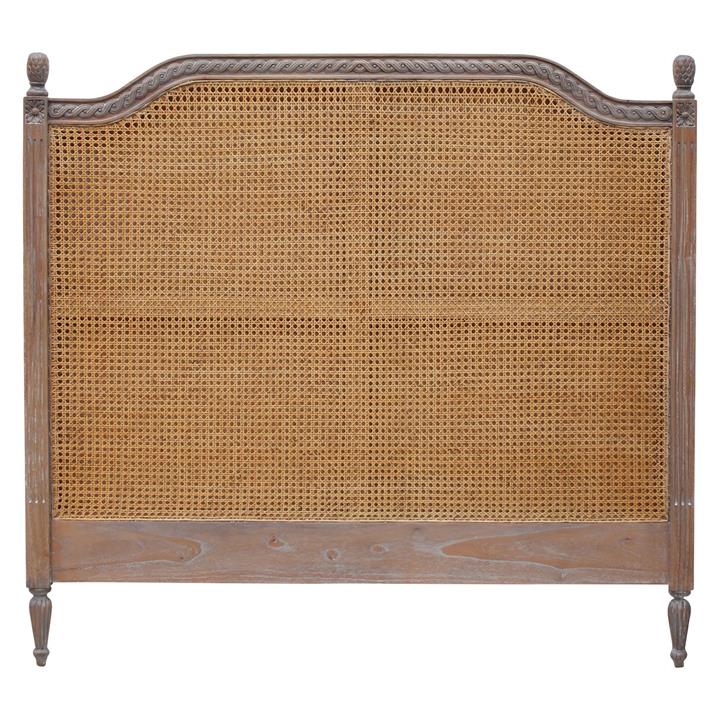 Marseille Rattan Bed Head Size Queen in Weathered Oak by Hudson