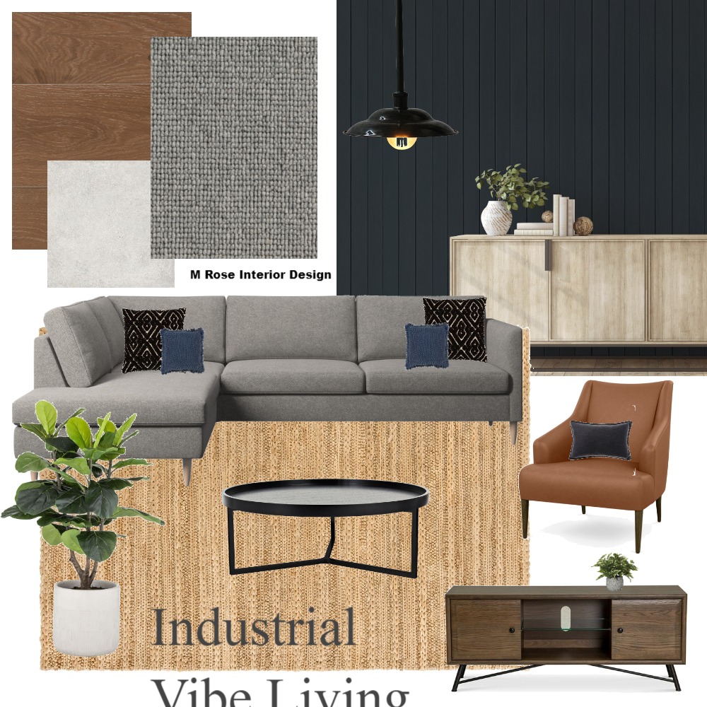 Industrial Vibe Living Interior Design Mood Board by STUDIO88 INTERIORS