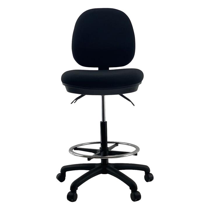Charles Back Drafting Office Chair with Footrest Size Medium in Black