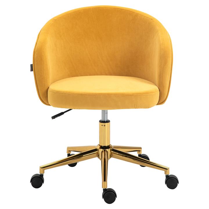 Liz Velvet Fabric Office Chair, Mustard by Emporium Oggetti Style