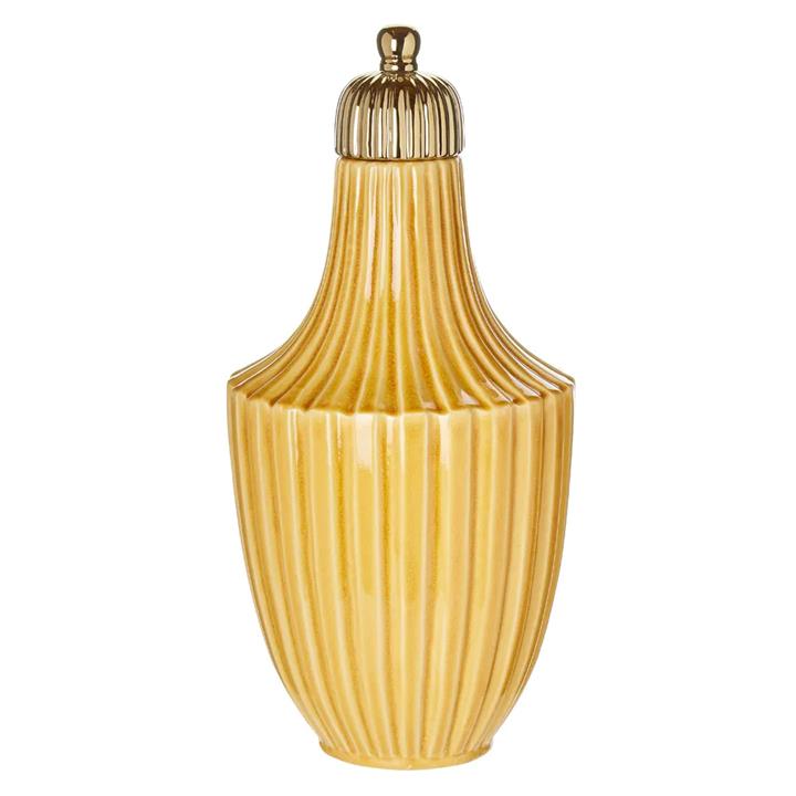 Marseille Ribbed Ceramic Jar, Large, Ochre by Florabelle Style Sourcebook