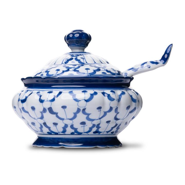 Miyako Taru 2 Piece Hand Painted Ceramic Soup Tureen & Ladle Set, Large