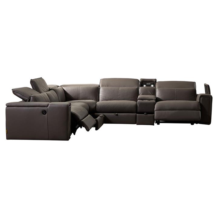 Meredith Leather 4 Seater Recliner Corner Sofa in Grey by Rothbury Home