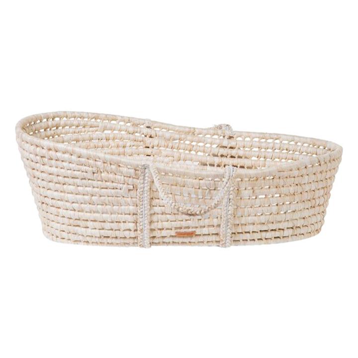 Soft Corn Husk Moses Basket with Mattress Size Junior in Neutrals by