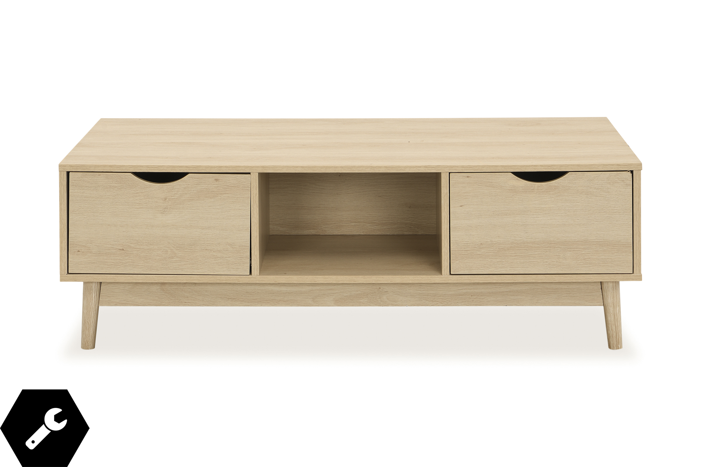 Archer Natural Scandi Coffee Table, Oak/White Particle Board W, by