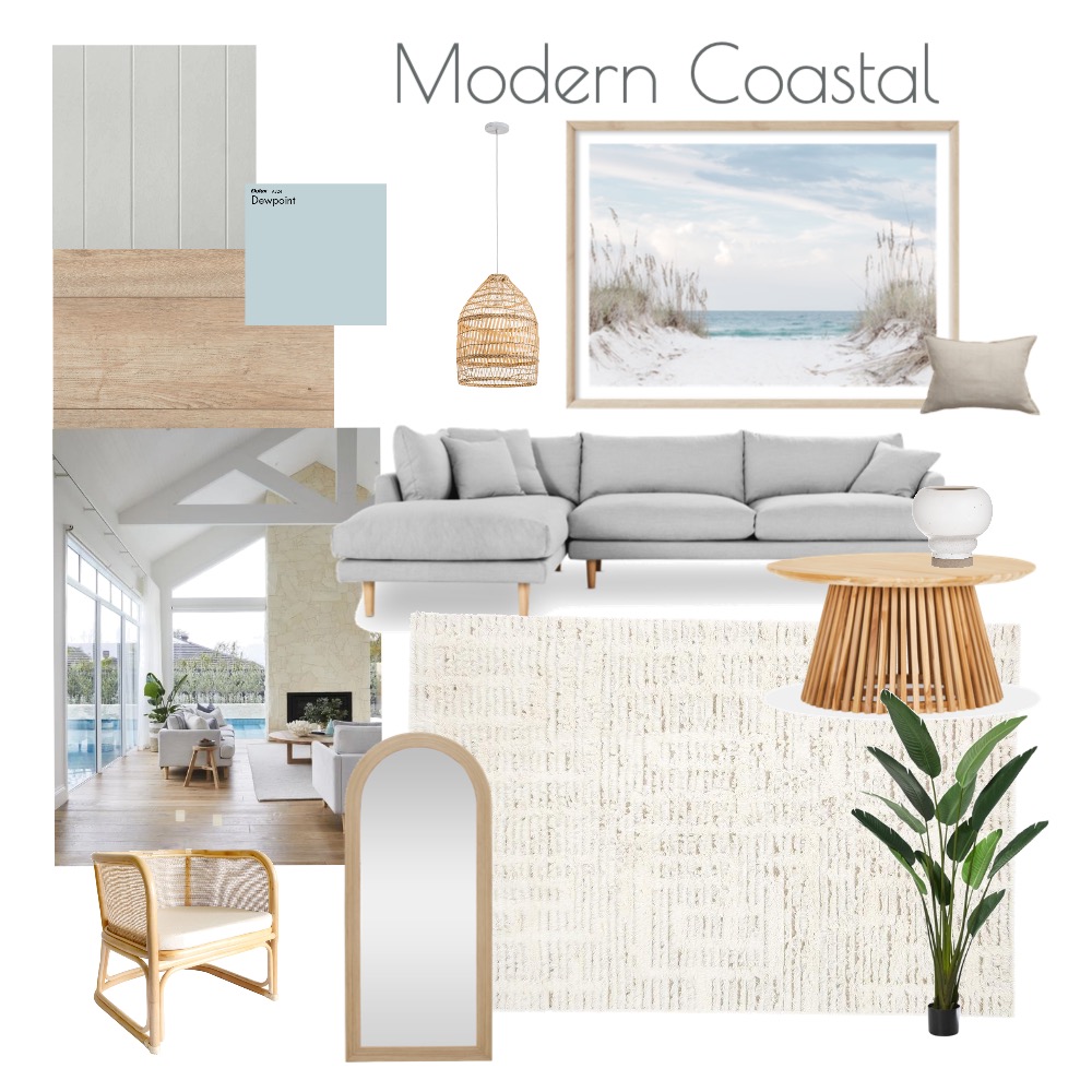 Modern Coastal Interior Design Mood Board by TheCuratedHaven Style