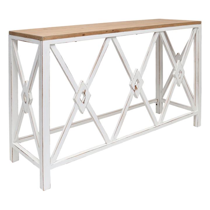 Hamptons Geometric Console Table in White/Natural by Artisan Homewares