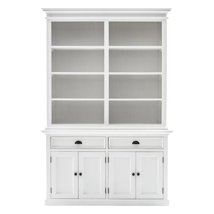 Halifax Mahogany Hutch Bookshelf with Buffet in White by Nova Solo by