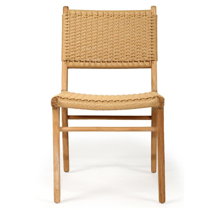 Zac Teak Timber & Close Woven Cord Dining Chair, Sand / Natural by