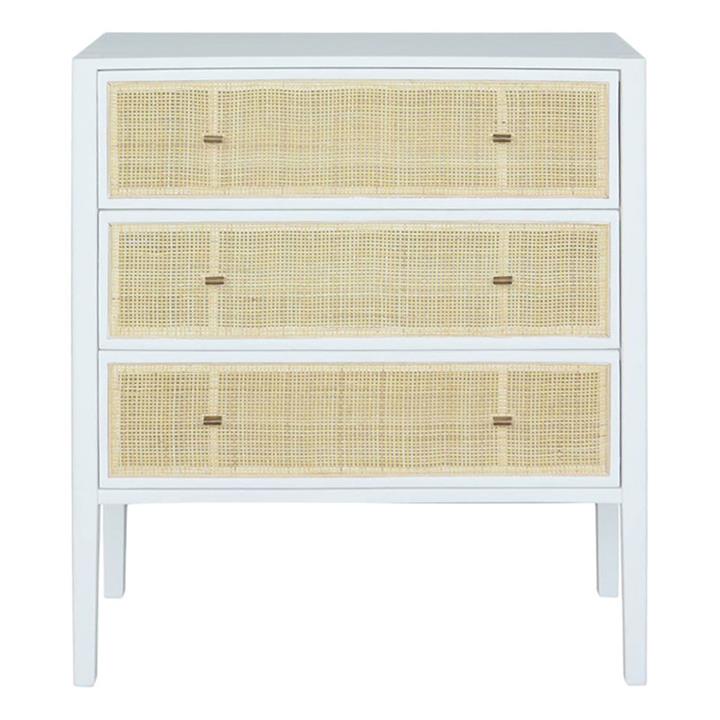 Bayview Rattan & Wood Chest of 3 Drawers in Light Brown by j.elliot